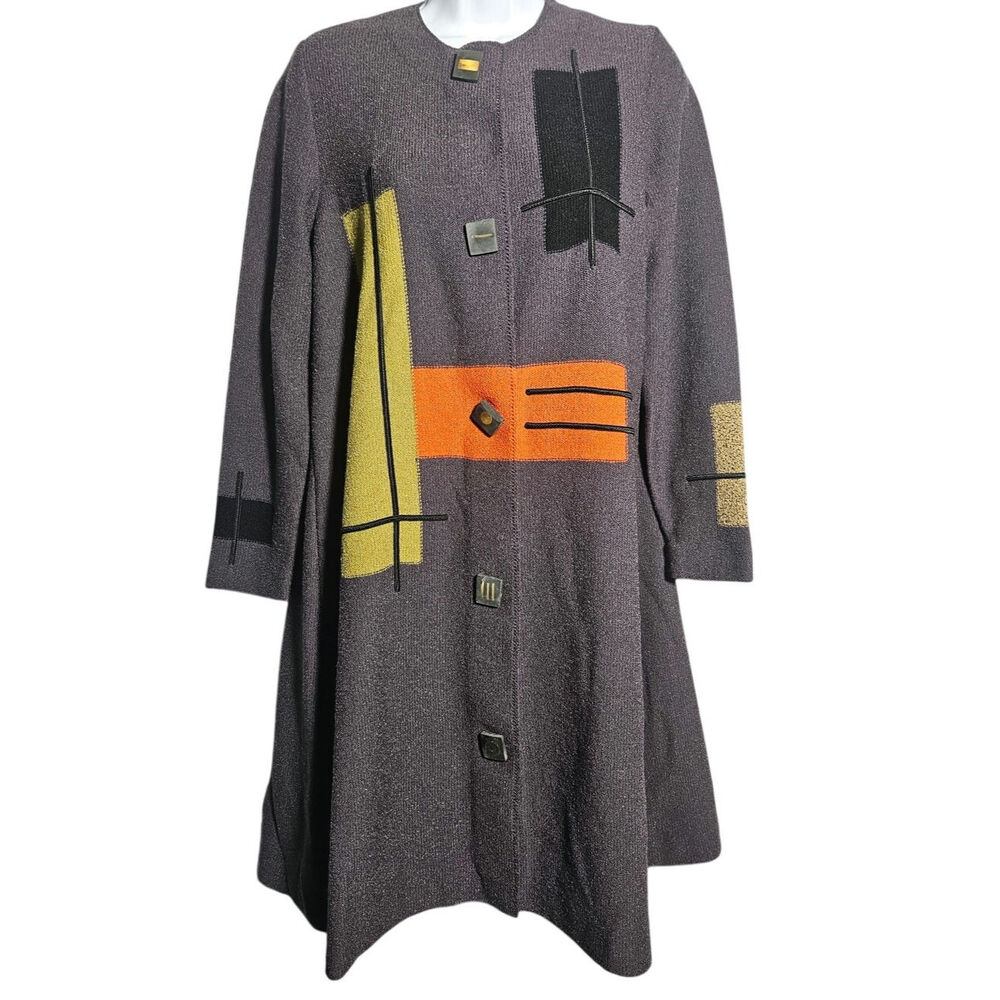 Steve Fabrikant Wool Modernist Contemporary Swing Coat Statement Sweater Size 6